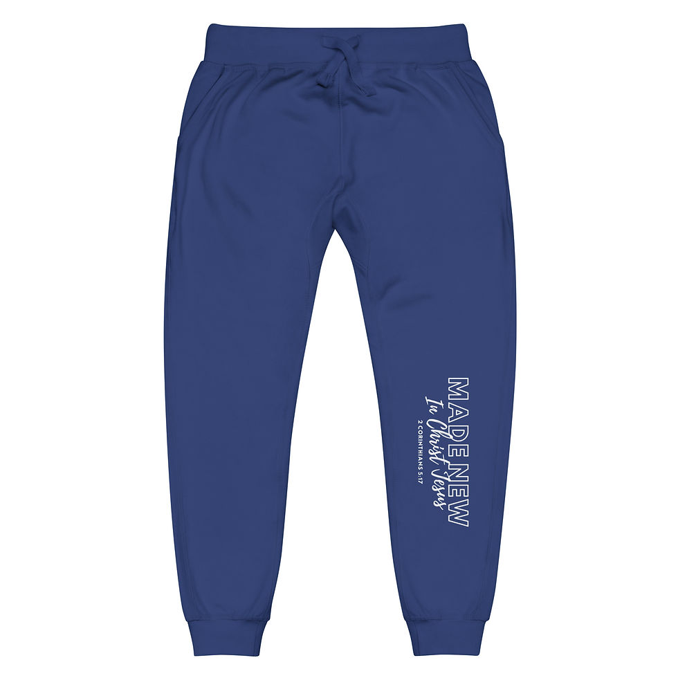 Thumbnail: Made New in Christ Jesus - 2 Corinthians 5:17 - Unisex Fleece Sweatpants