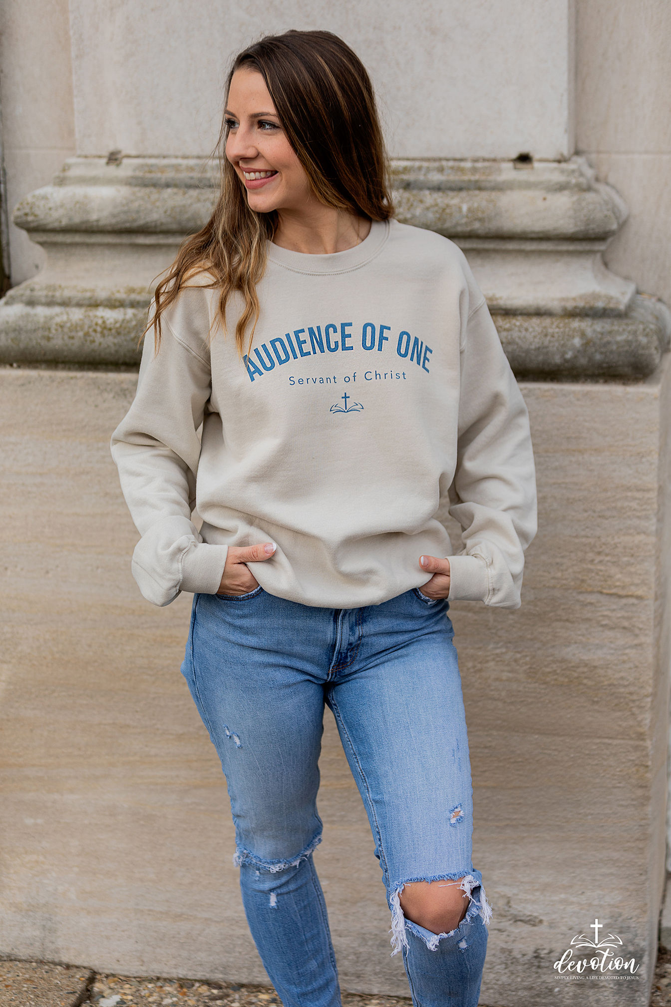 Audience of One - Galatians 1:10 - Blue Text - Unisex Sweatshirt