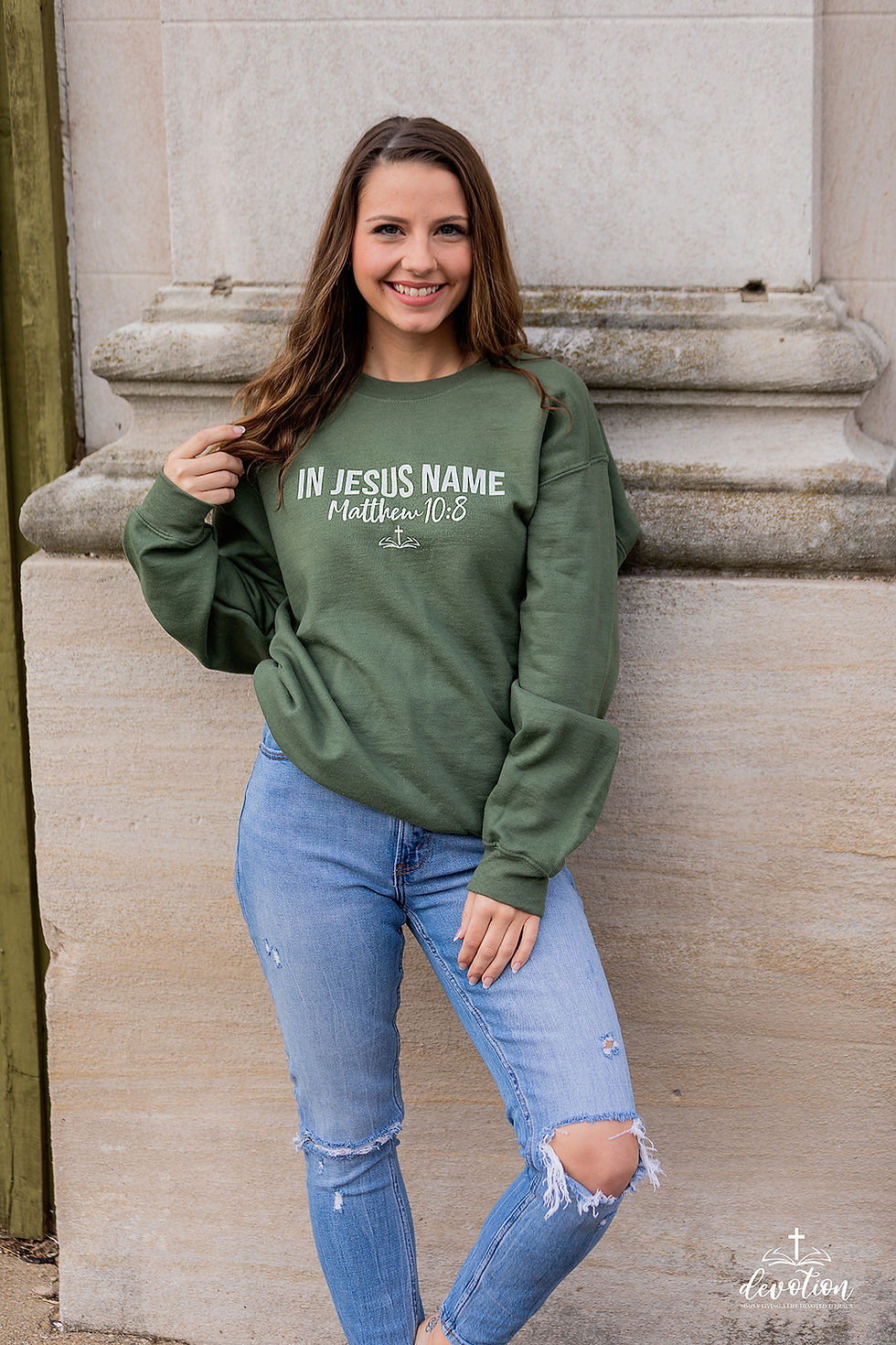 Thumbnail: In Jesus Name - Matthew 10:8 Scripture - Front & Back Unisex Sweatshirt