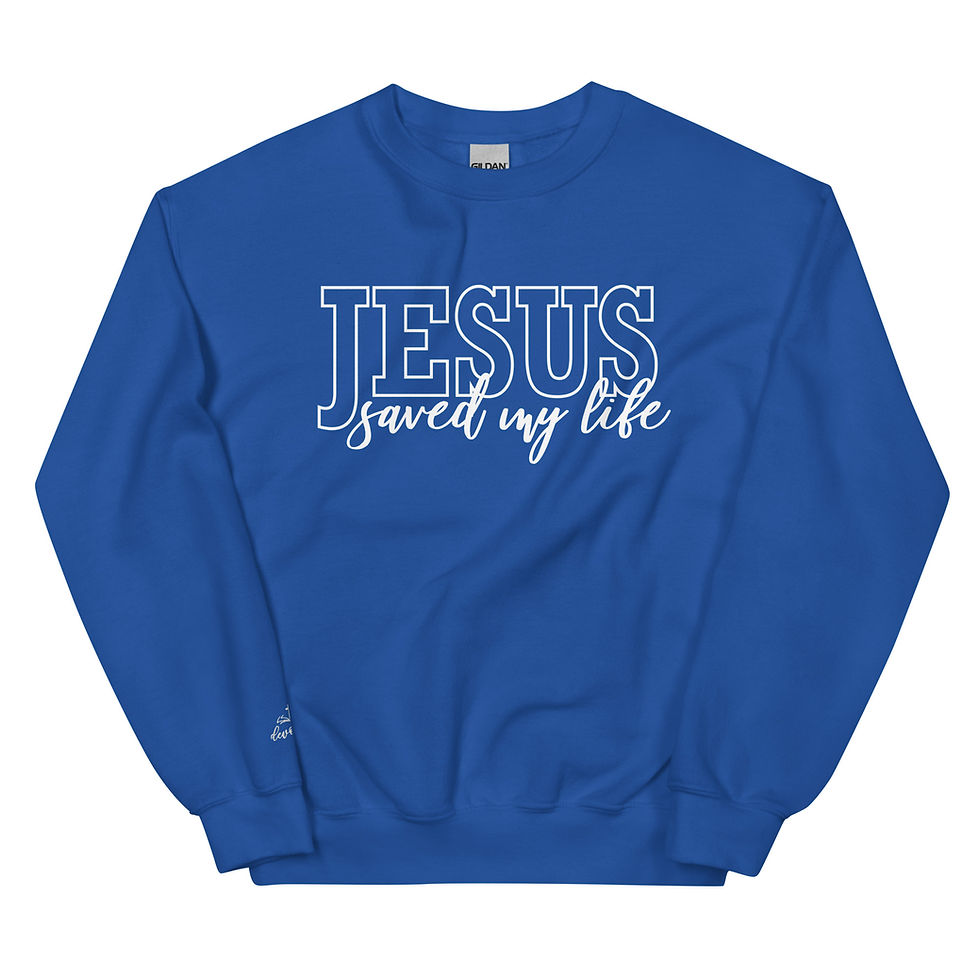 Thumbnail: Jesus Saved My Life - White Text - Unisex Sweatshirt