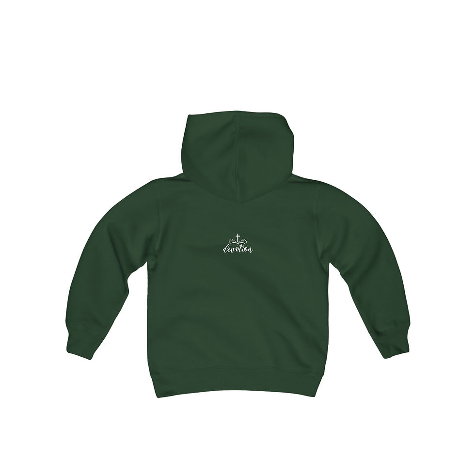 Thumbnail: Jesus Heart (White) - Youth Heavy Blend Hooded Sweatshirt