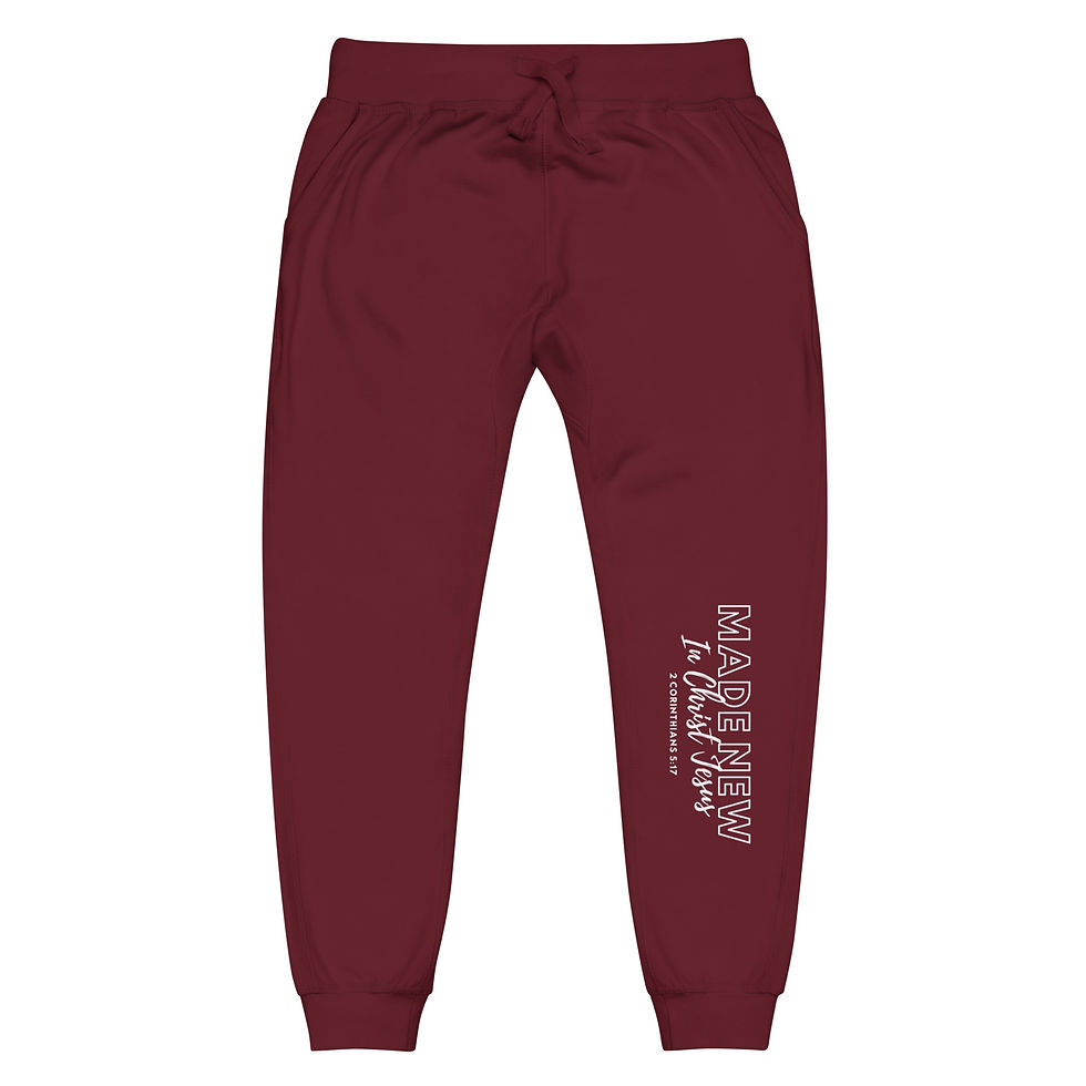 Thumbnail: Made New in Christ Jesus - 2 Corinthians 5:17 - Unisex Fleece Sweatpants