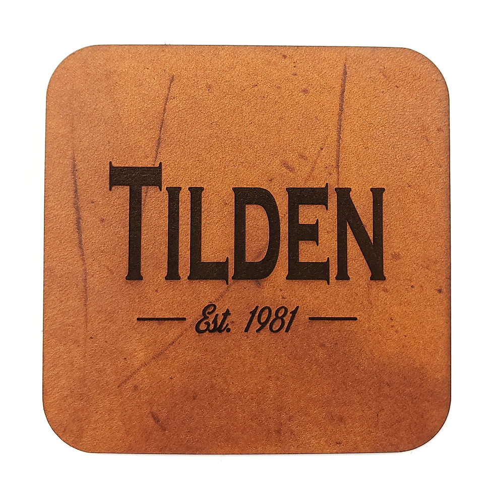 Thumbnail: Leather Coasters with Name & est. Date (set of 4)