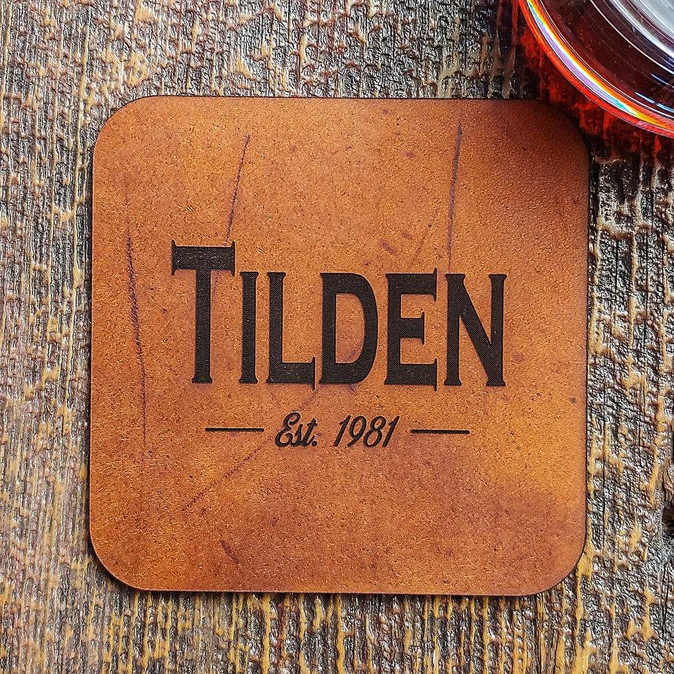 Thumbnail: Leather Coasters with Name & est. Date (set of 4)