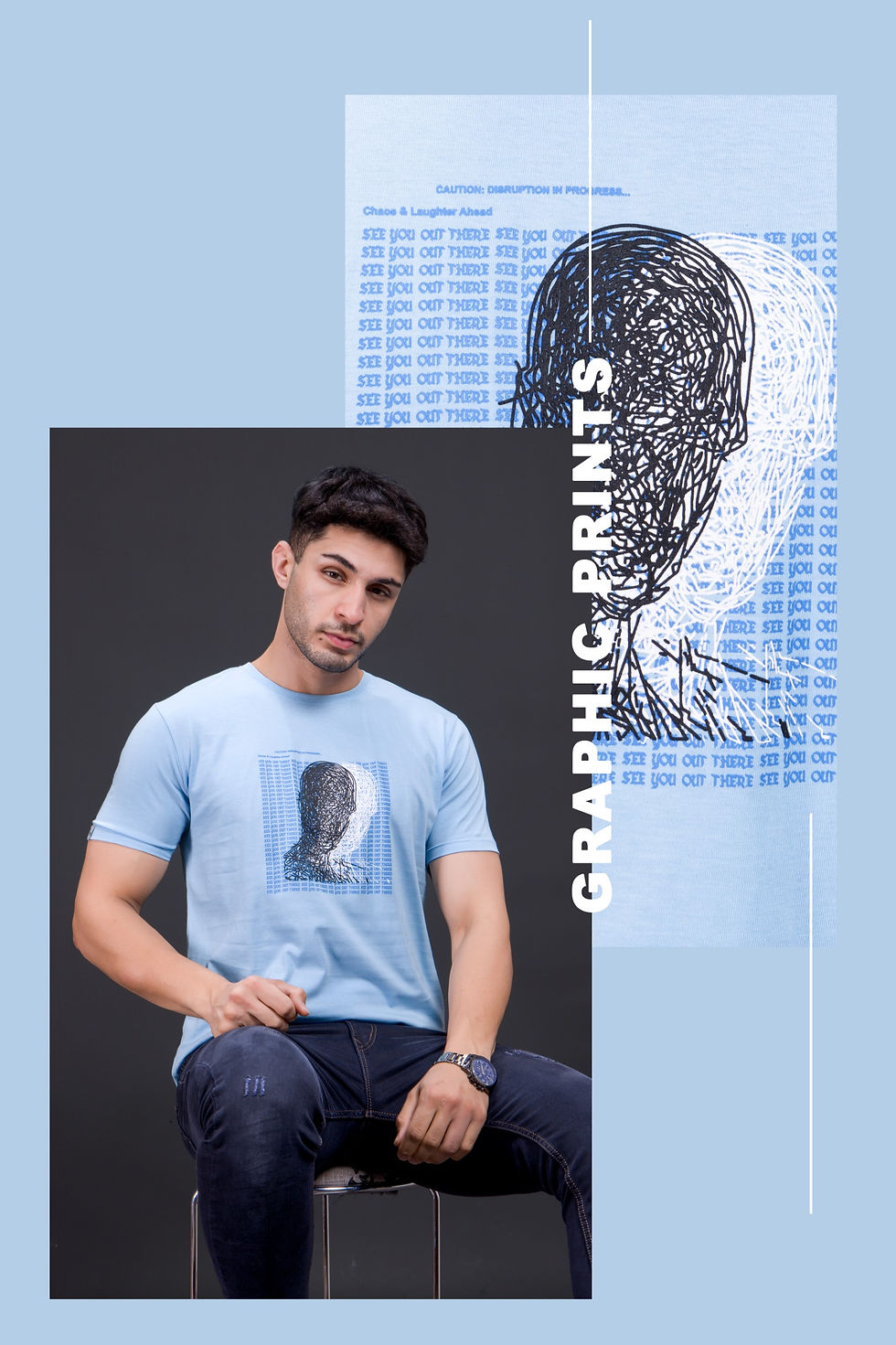 Thumbnail: Rudhraa M121 Round Neck Printed T-shirt