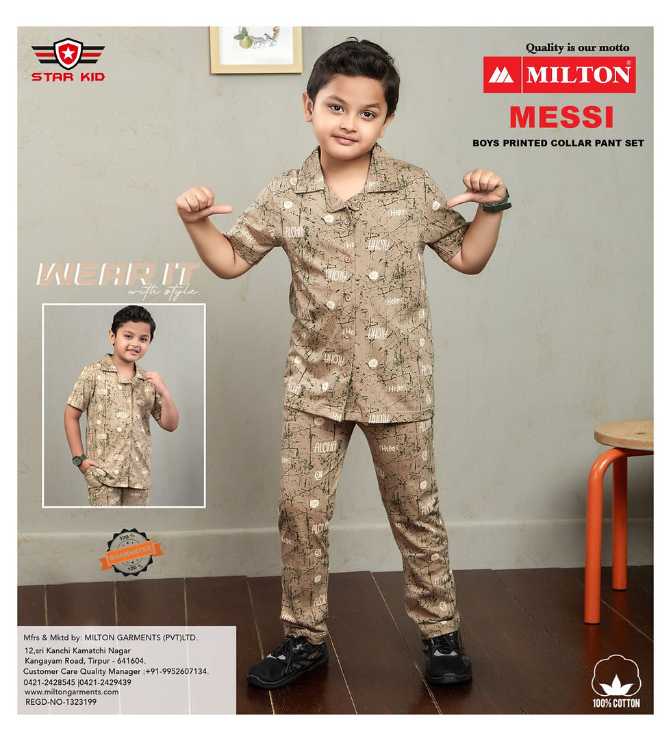 Thumbnail: Milton Messi Boys Collar Tshirt Pant set