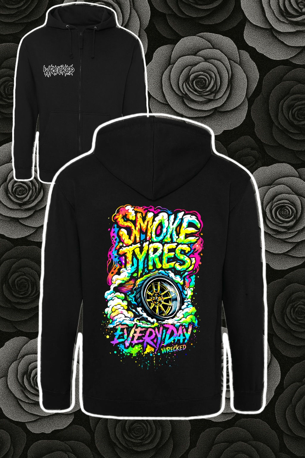 Smoke tyres Zip hoodie