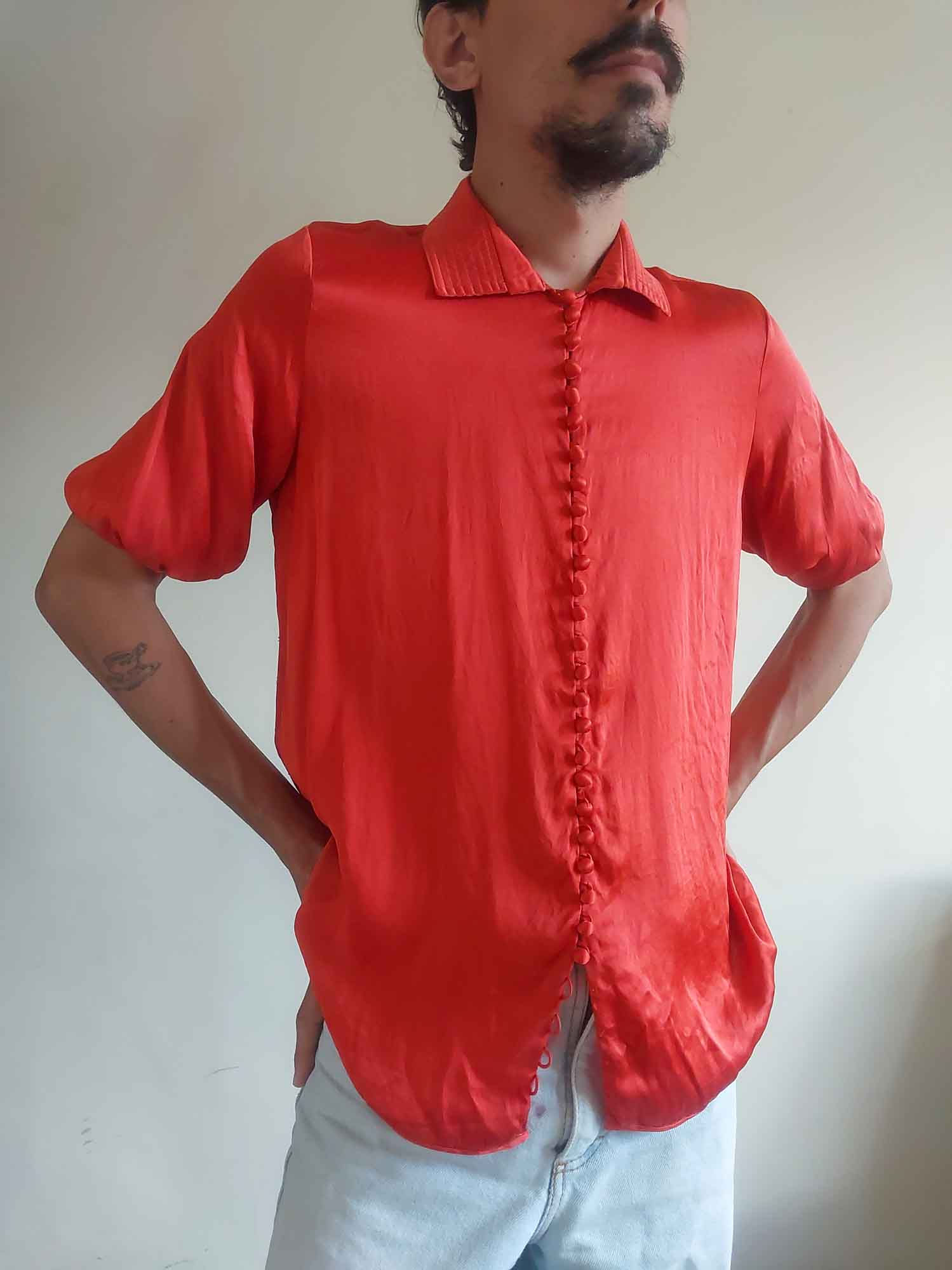 Camisa Paula Raia Vintage em seda pura (tam P)