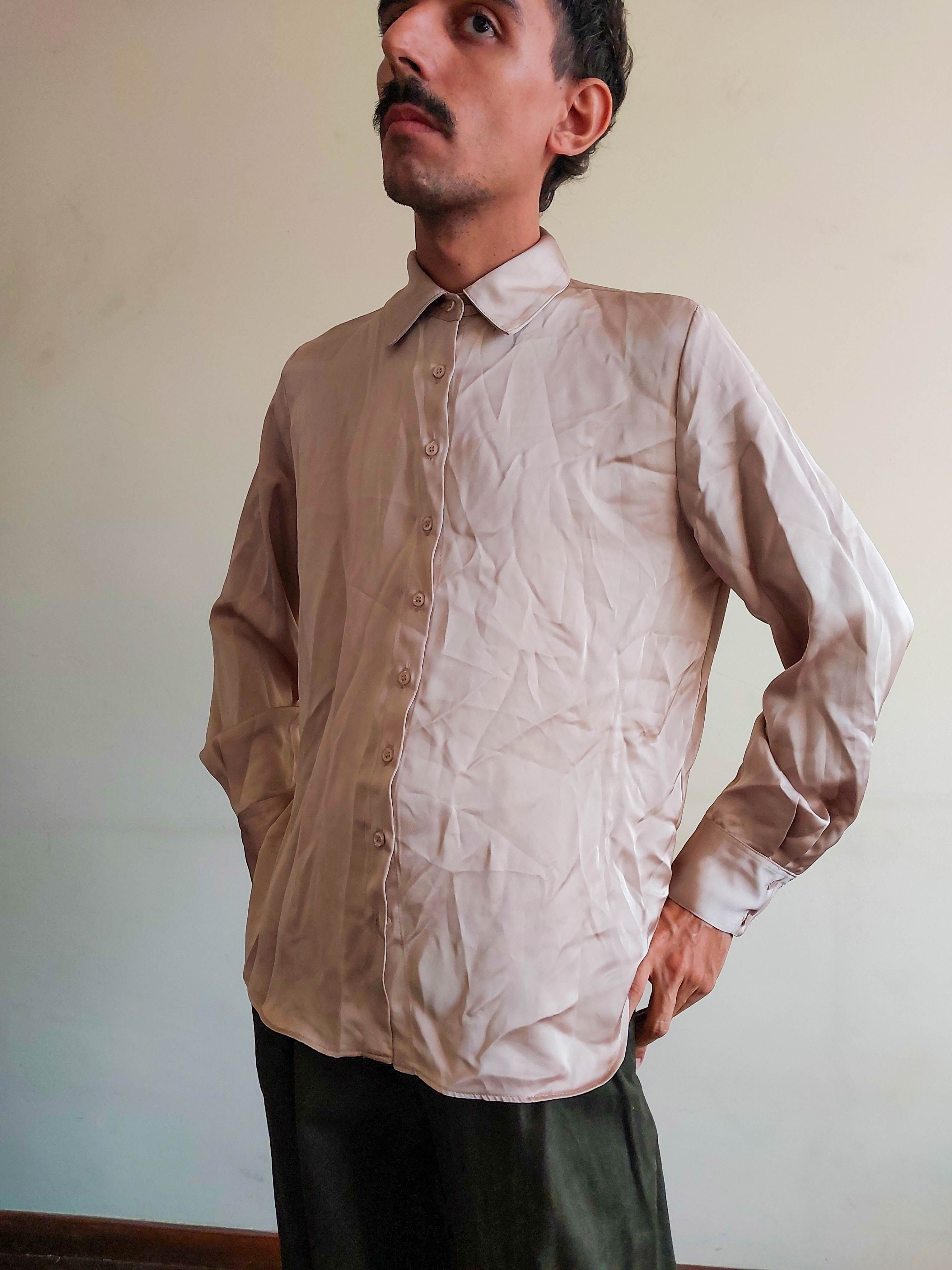 Camisa Cortelle cetim marfim (tam M)