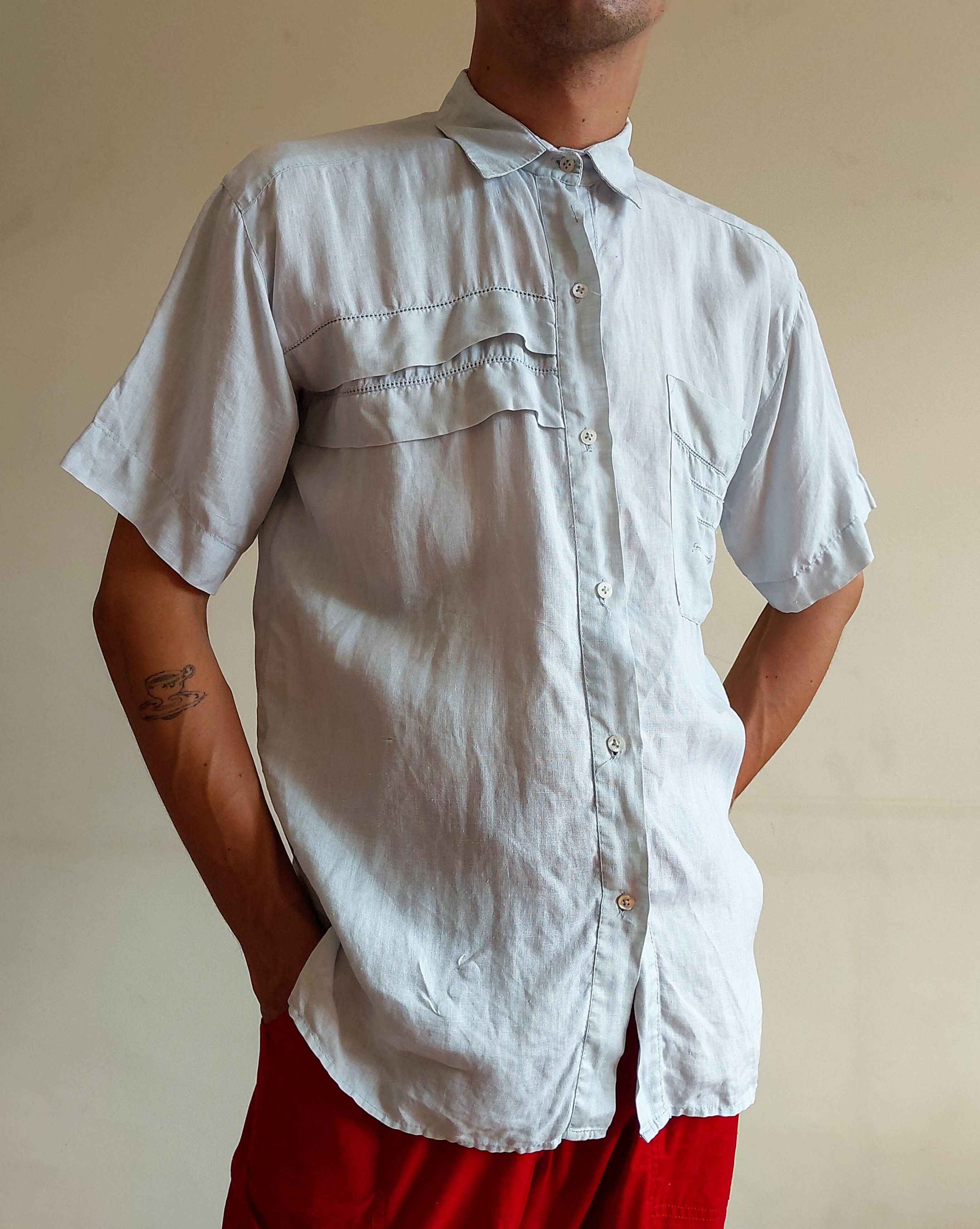 Camisa anos 70 Adolf em Linho Puro (tam M)