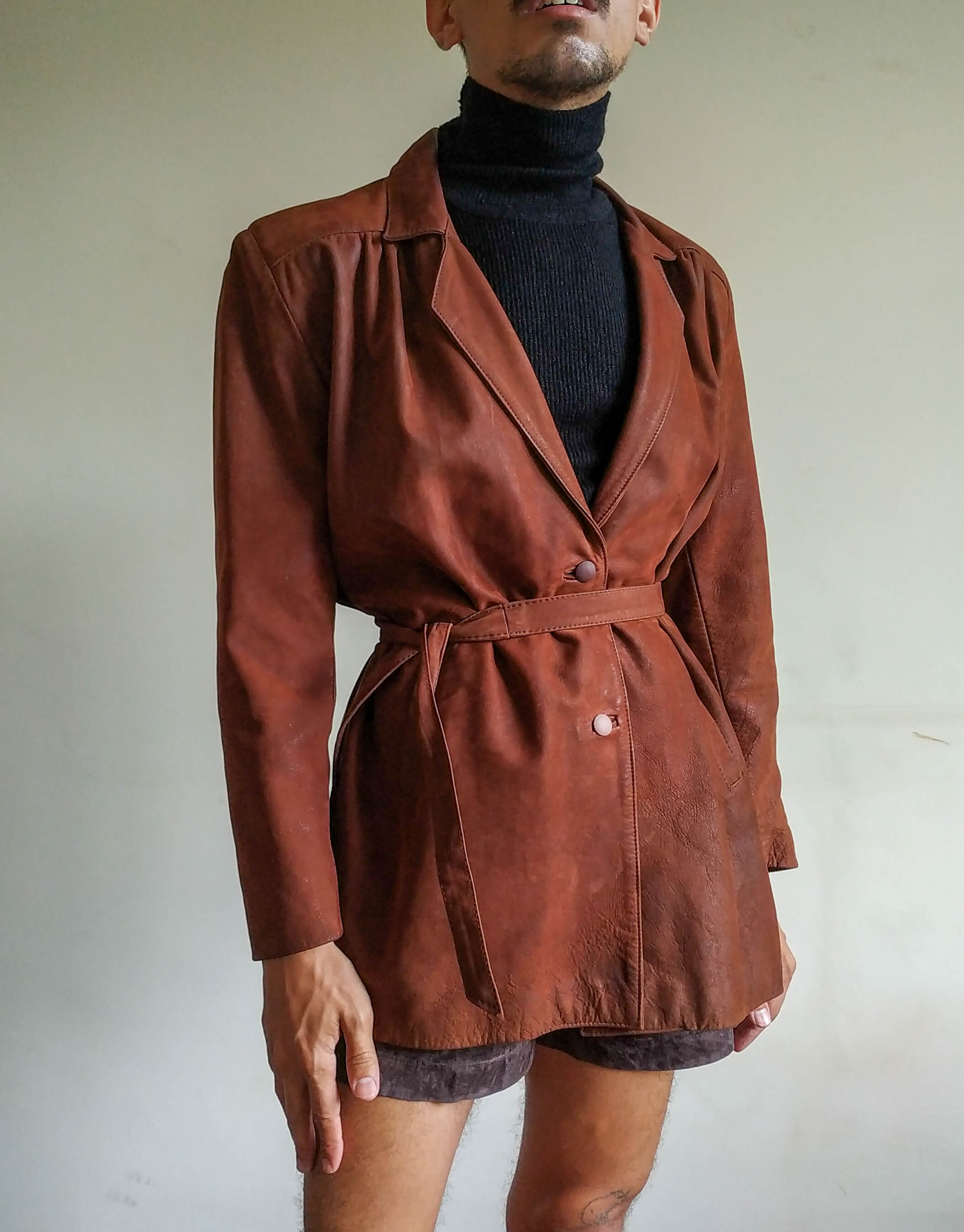 Blazer Couro Marrom Rebecca