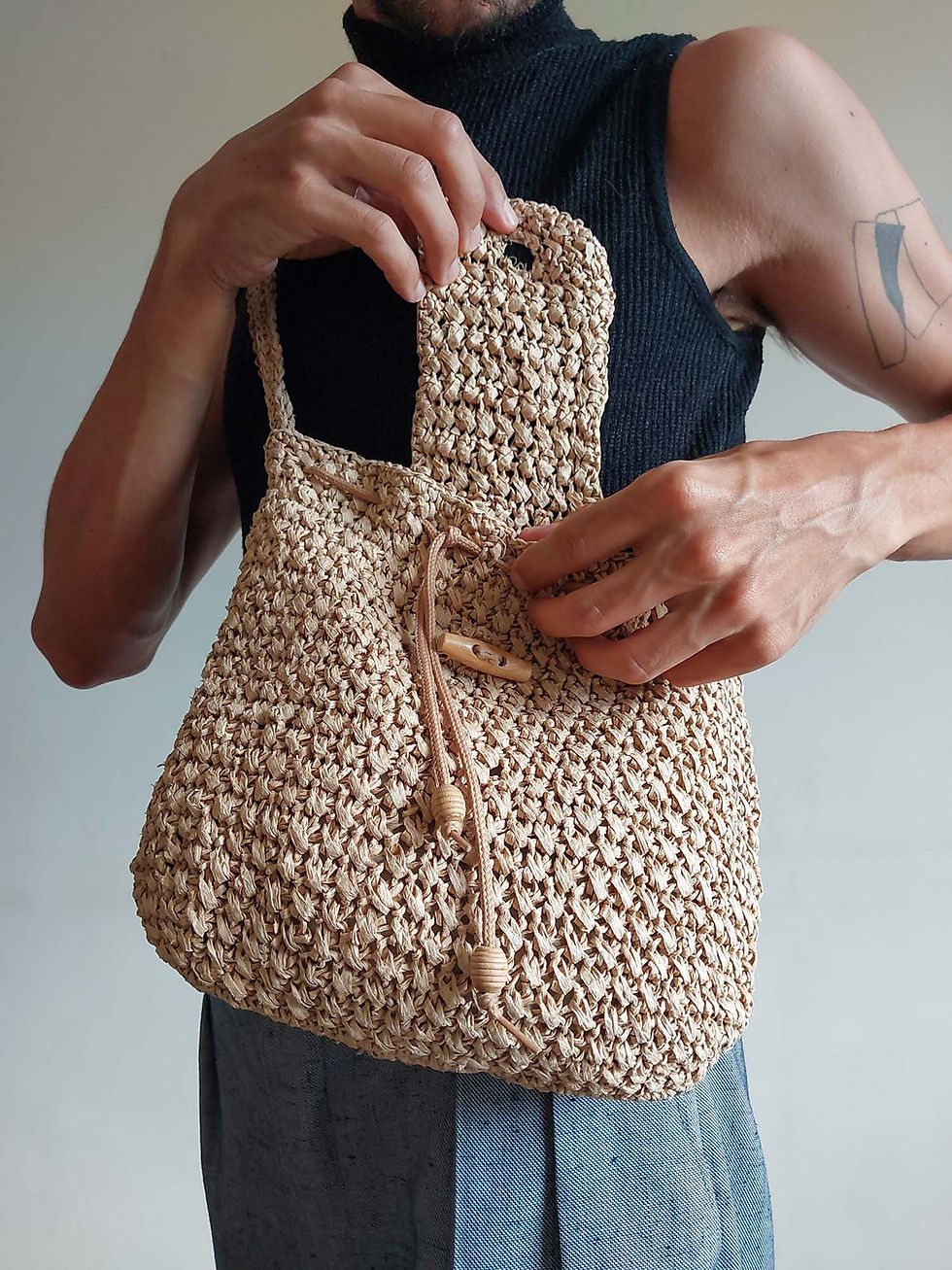 Miniatura: Bolsa em Crochê de Palha Artesanal