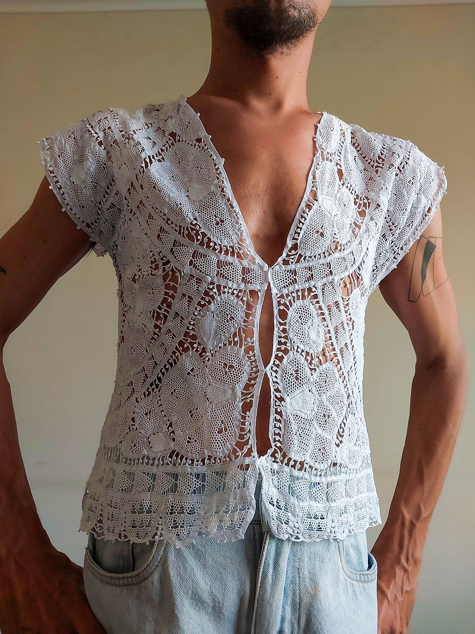 Miniatura: Camisa Renda Renascença feita à mão (raridade) (tam P)
