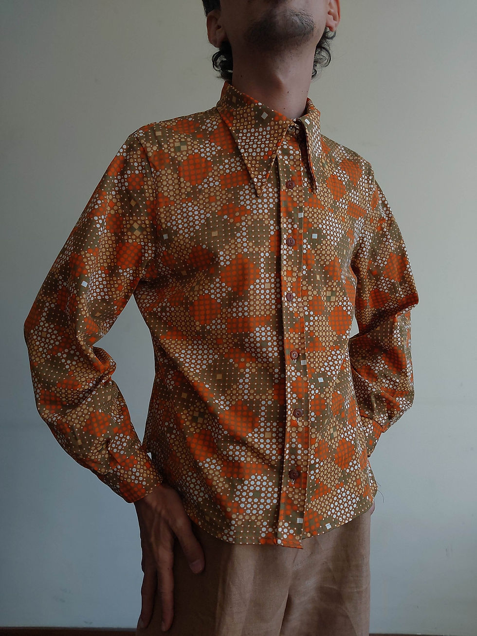 Miniatura: Camisa Vintage Poá Colorido anos 60 autêntico (tam M)