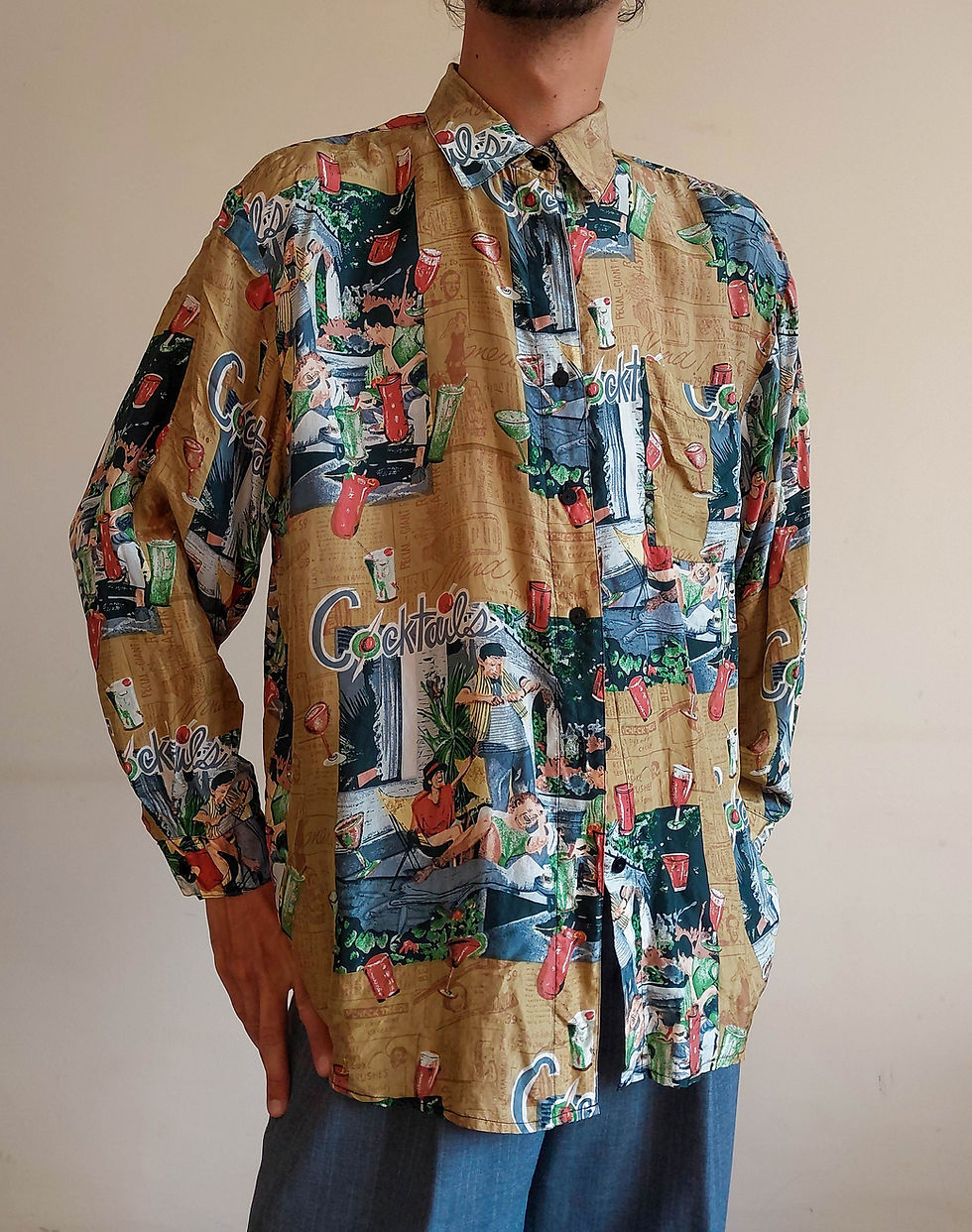 Miniatura: Camisa Seda Vintage Robert Stock (tam M)