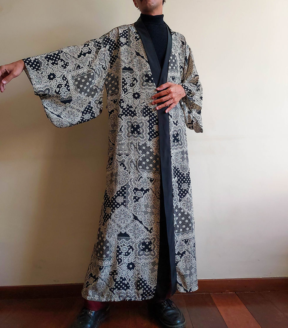 Miniatura: Robe-KImono Vintage anos 90 em Cetim