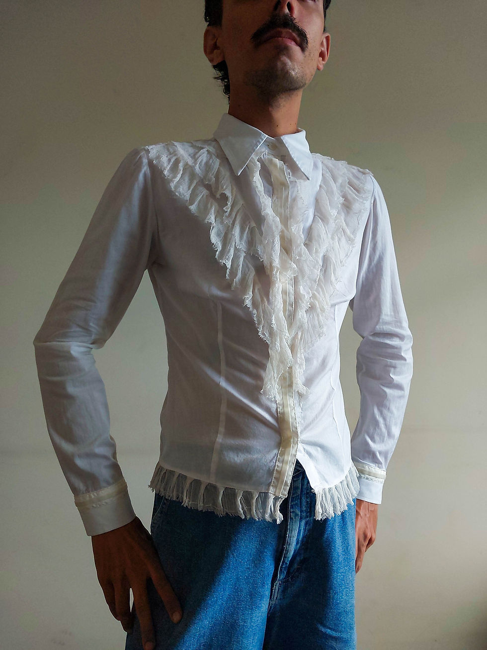 Miniatura: Camisa Vintage Vide Bula Babados (tam P)