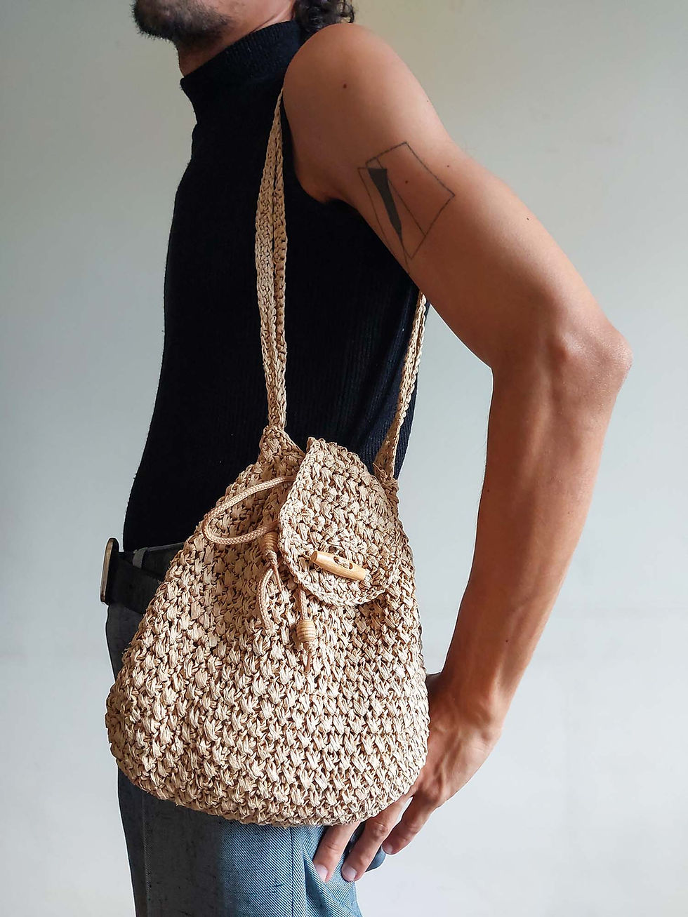 Miniatura: Bolsa em Crochê de Palha Artesanal