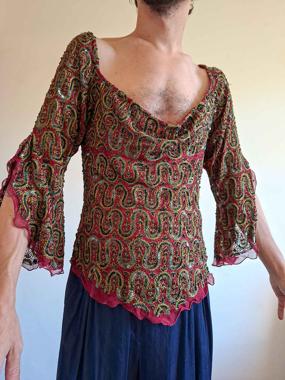 Miniatura: Blusa Gilda Indiana em Seda Bordada a mão (tam M)