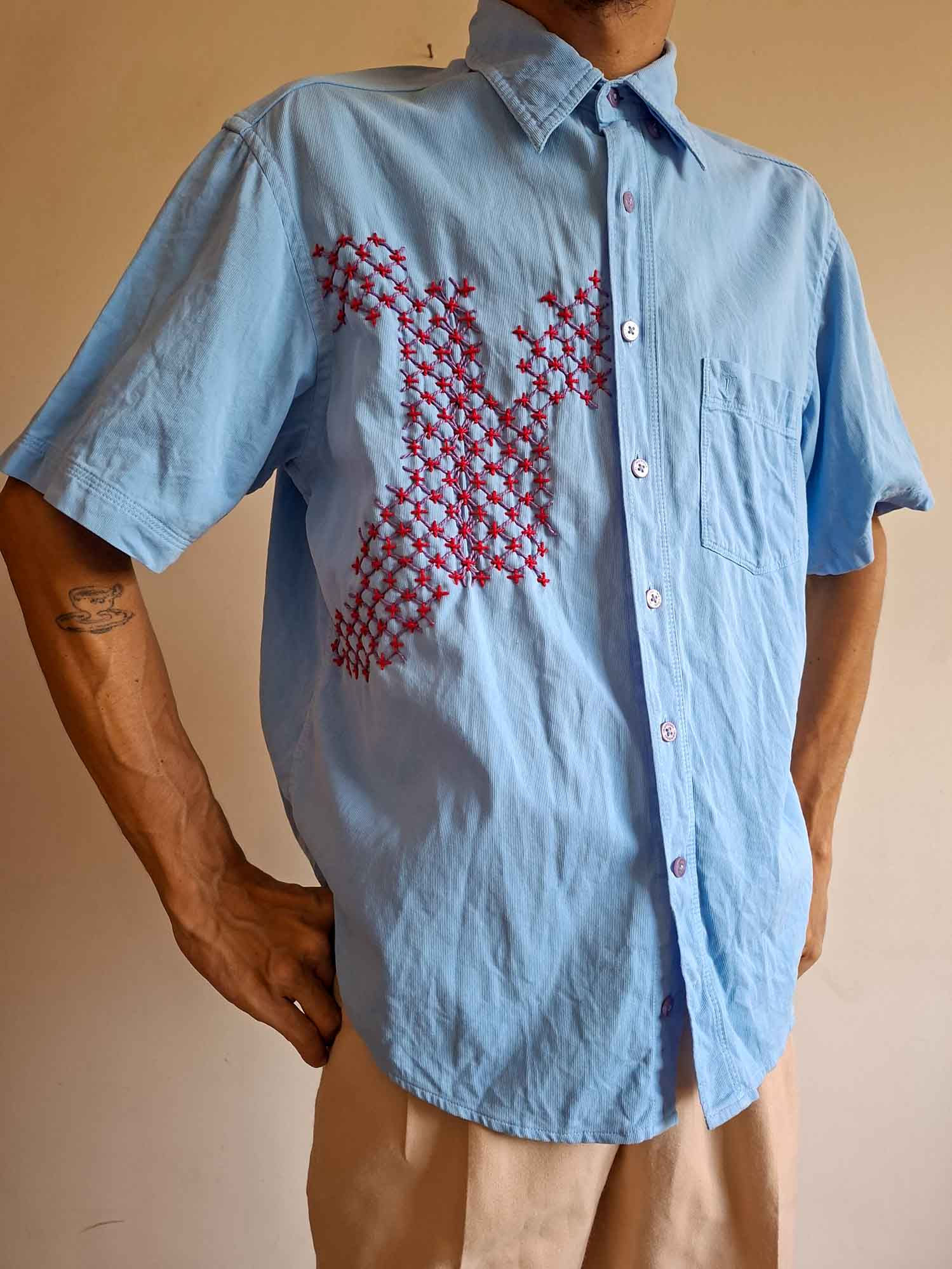 Upcycle Camisa Sashiko Foco (tam M)