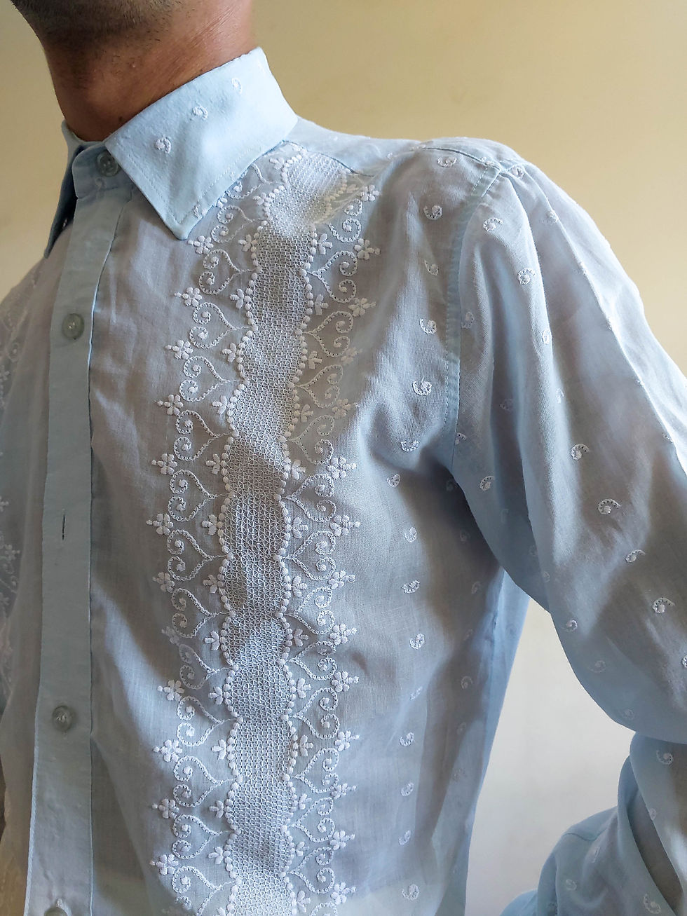 Miniatura: Camisa Arabescos Raphy - Cambraia de algodão bordad (tam M)