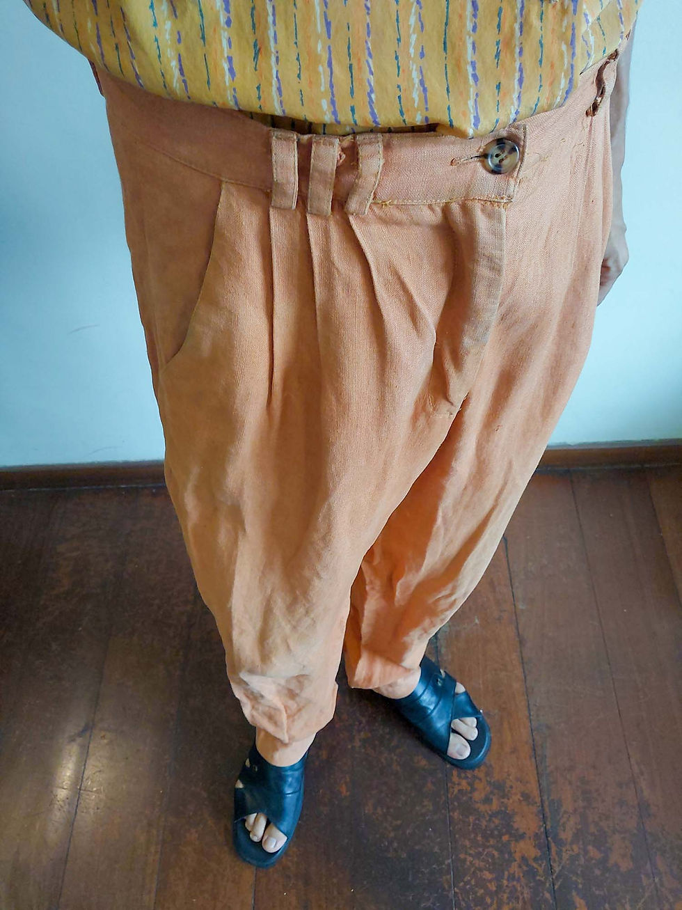 Miniatura: Calça Vintage Linen House em linho puro laranja (tam 36)