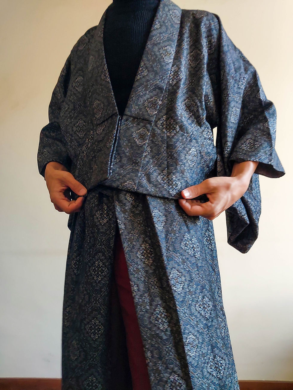 Miniatura: Kimono Japonês Original Vintage anos 70 - alfaiataria em tecido brocado