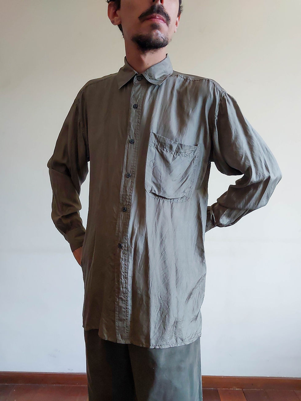 Miniatura: Camisa Gigoló Vintage - 100% seda (tam M)