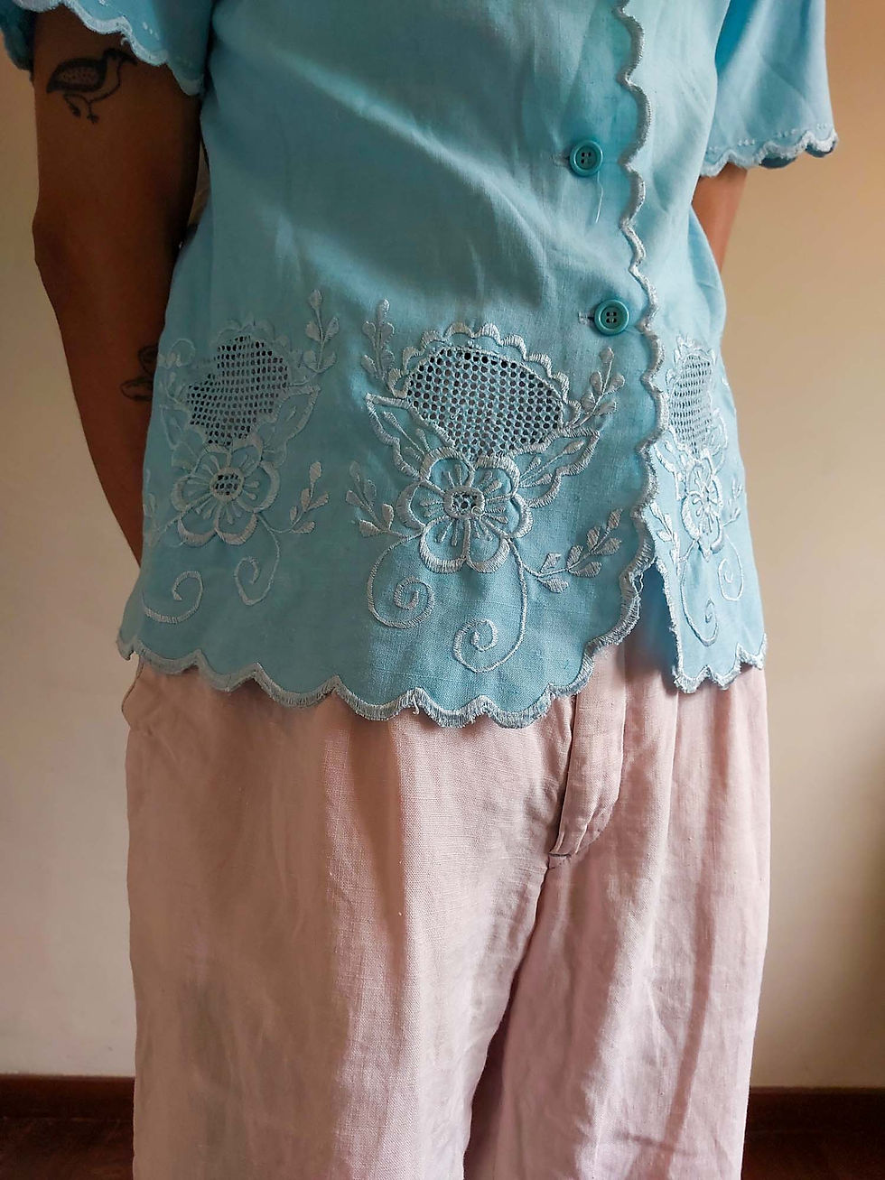 Miniatura: Camisa Vintage Rechilieu Azul (tam M)