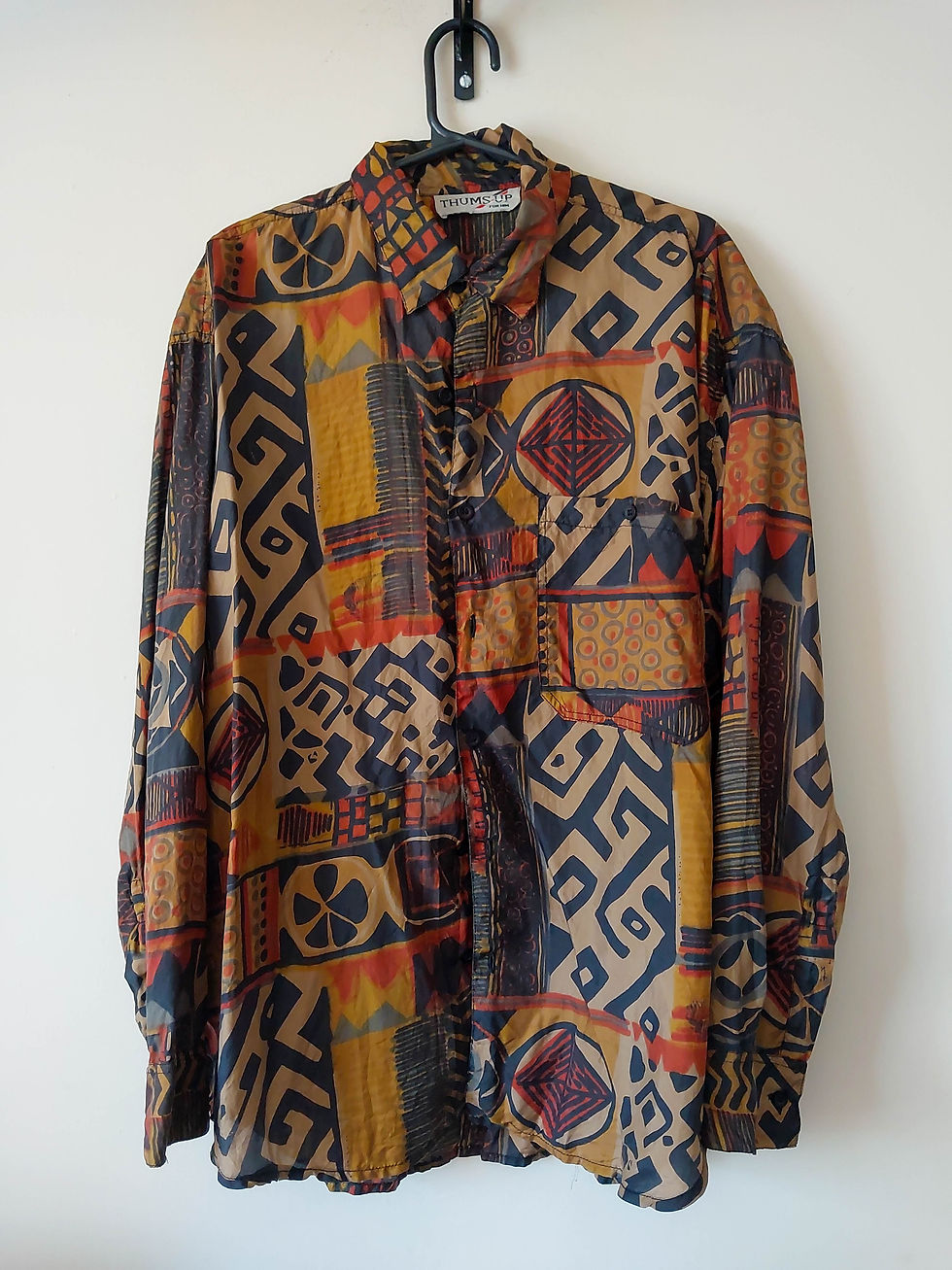 Miniatura: Camisa Vintage importada Thumps Up em seda pura (tam G)