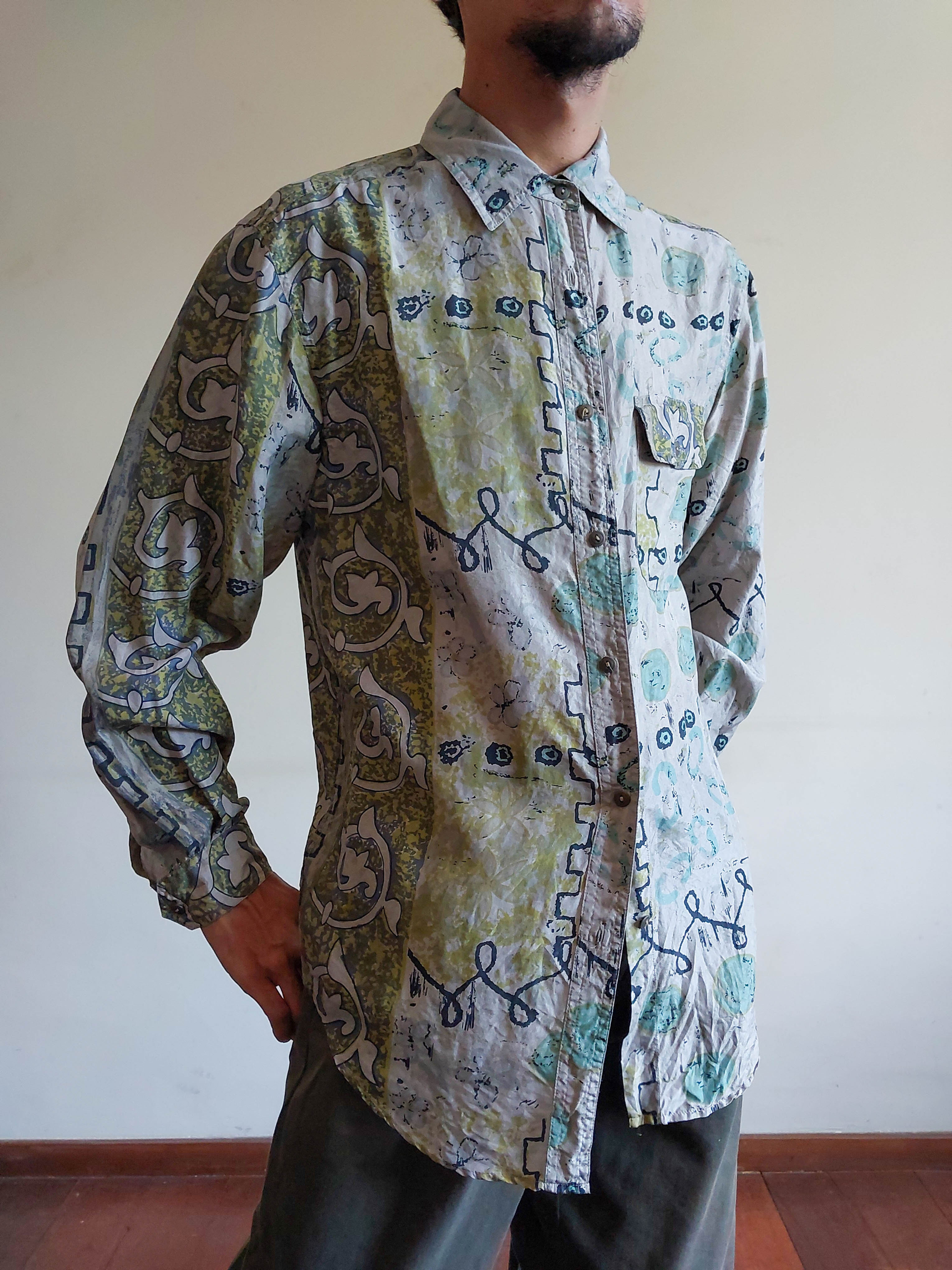 Camisa Vintage Diane Gilman - 100% seda (Tam M)