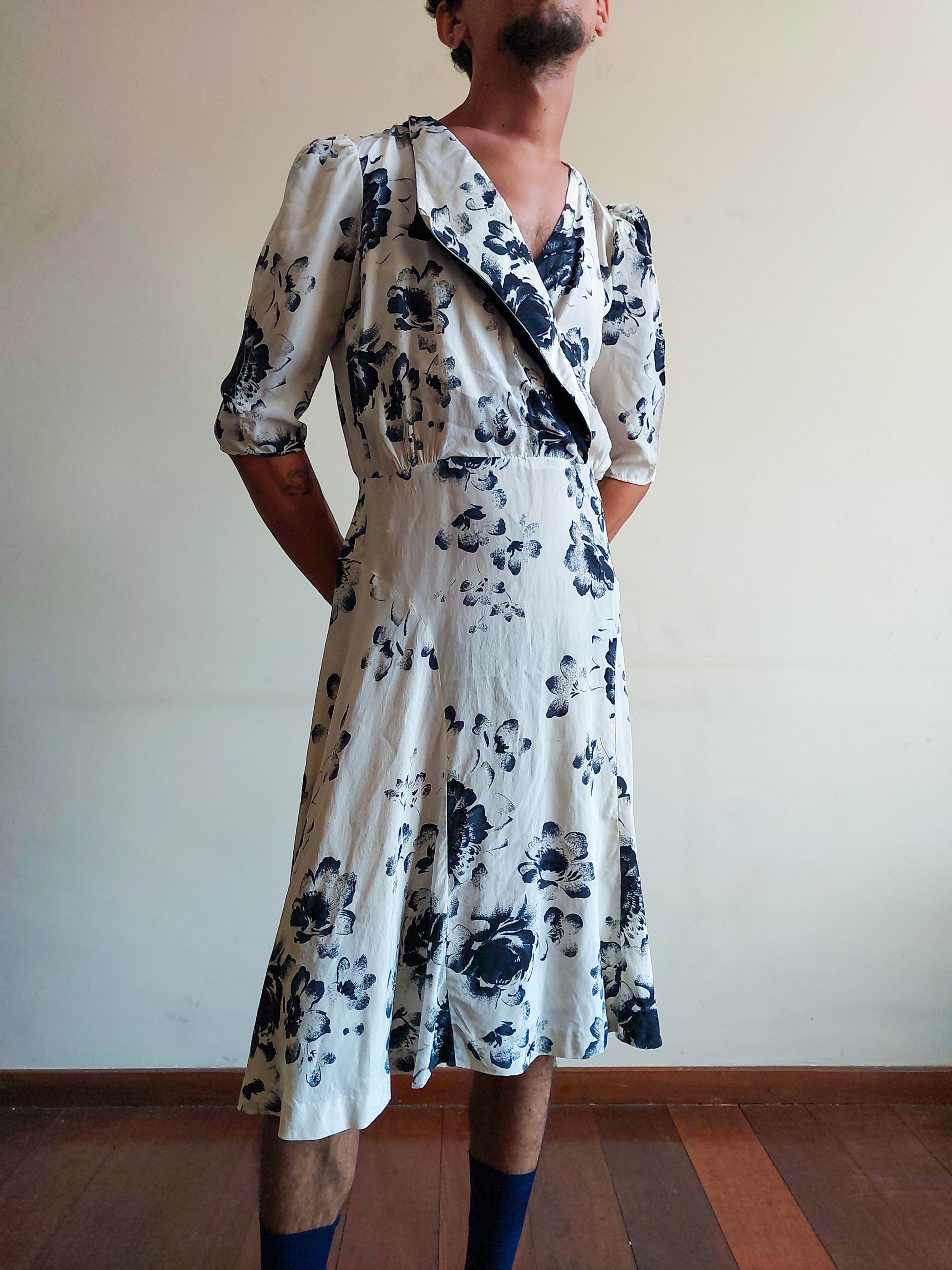 Vestido Vintage Dama da Noite em Seda Pura (tam P)