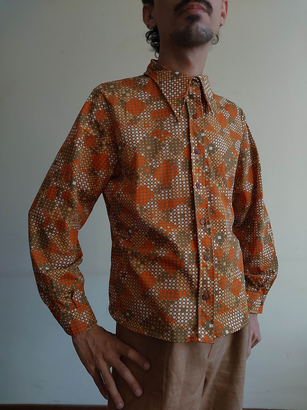Miniatura: Camisa Vintage Poá Colorido anos 60 autêntico (tam M)