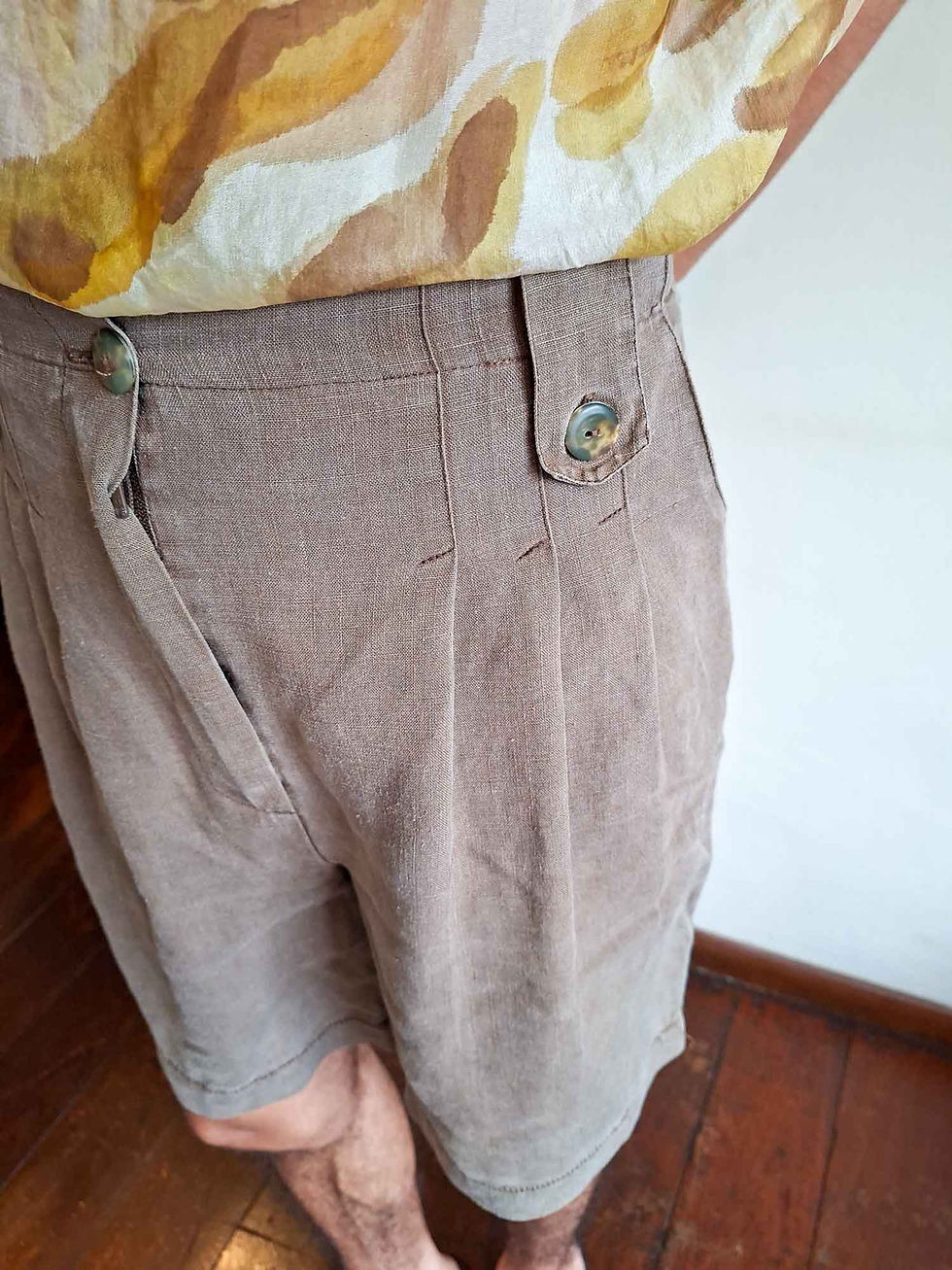 Miniatura: Short Alan anos 1970 em linho puro (tam 36)