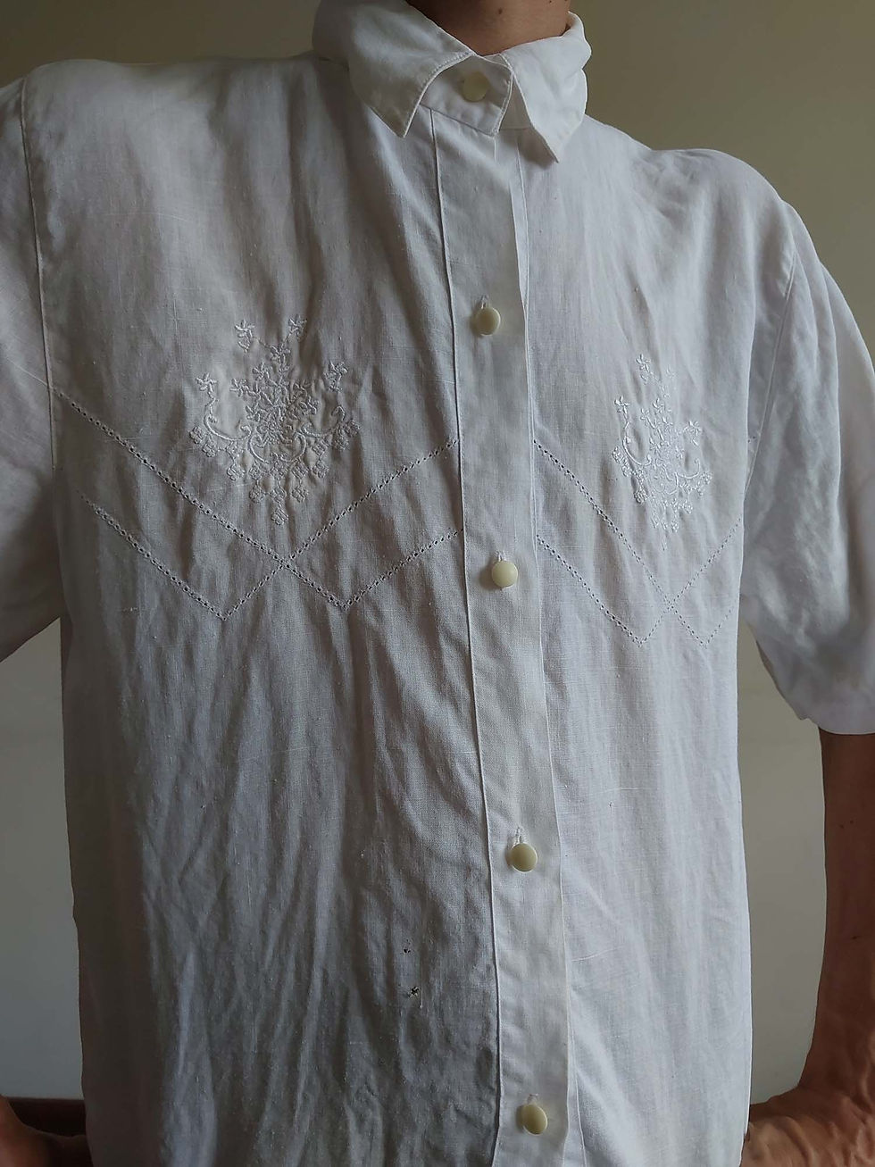 Miniatura: Camisa Ecall em linho bordado (tam M)