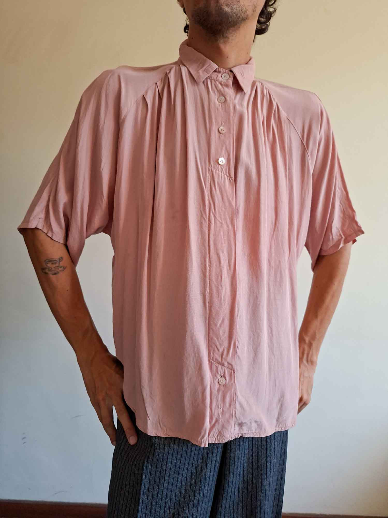 Camisa Luana vintage em algodão acetinado (tam G)