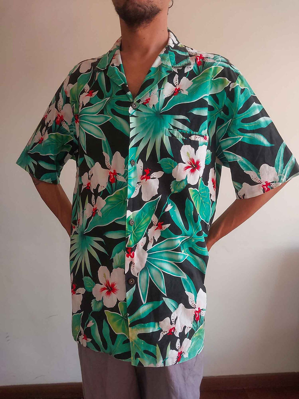 Miniatura: Camisa Vintage Hawaiana em algodão (tam G)