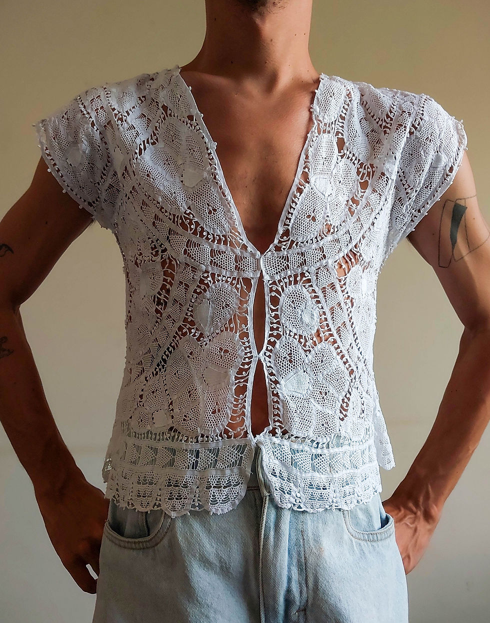 Miniatura: Camisa Renda Renascença feita à mão (raridade) (tam P)