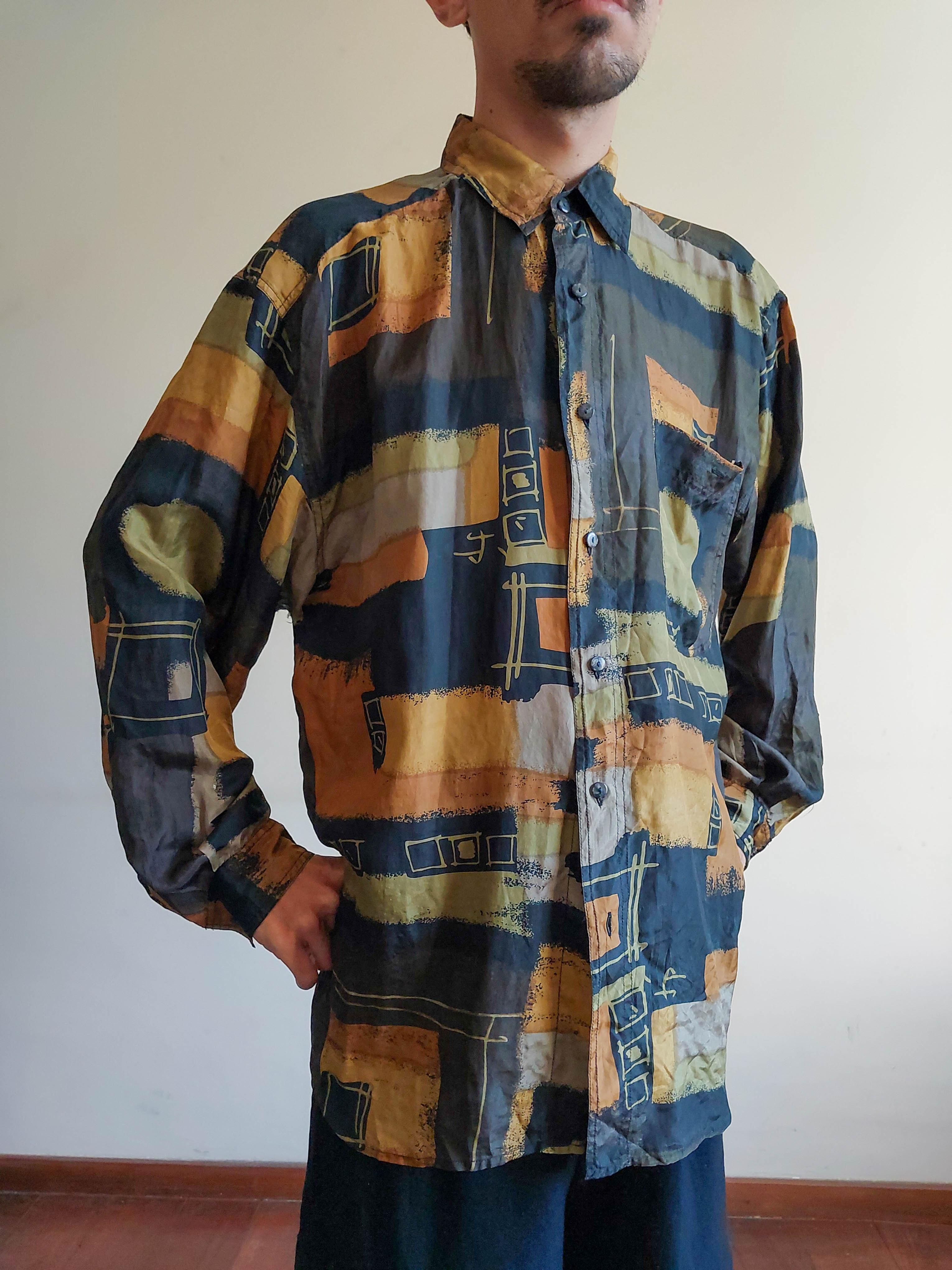 Camisa Vintage Crepros em Seda (tam G)