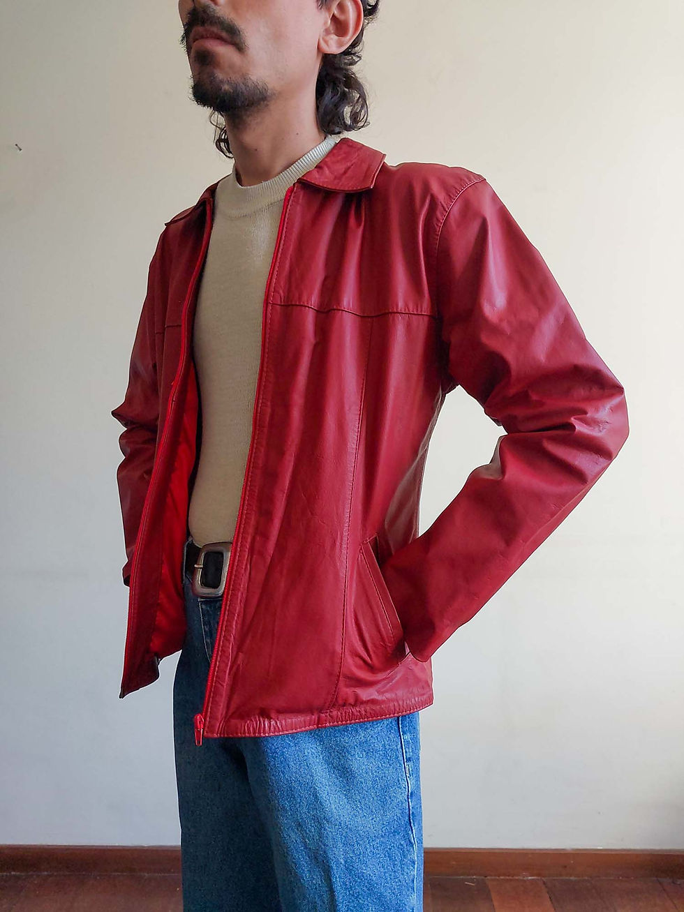 Miniatura: Jaqueta Via Carducci em couro vermelho (tam P)