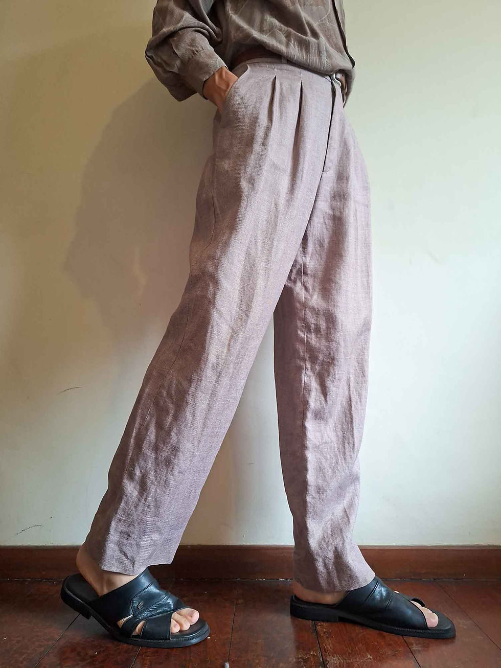 Miniatura: Calça Jean Pierre Paris em linho puro vintage (tam 40)