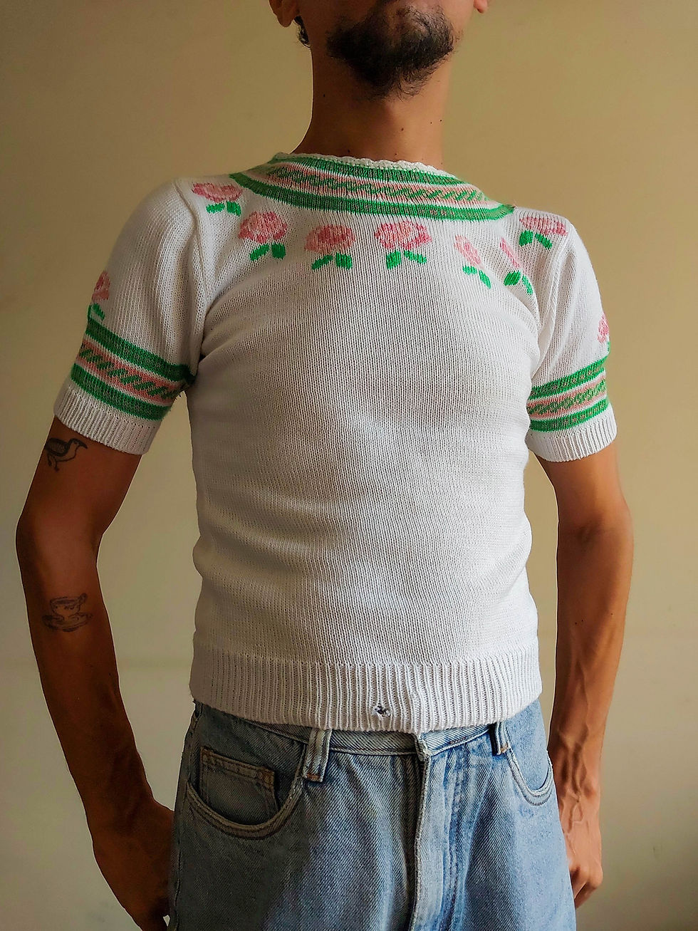 Miniatura: Camiseta Tricô Vintage Rosas (tam P)