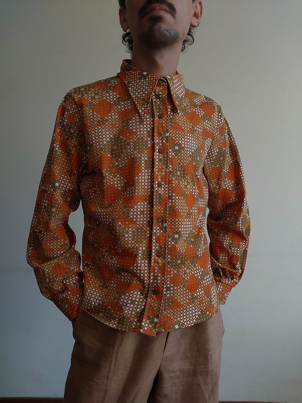 Miniatura: Camisa Vintage Poá Colorido anos 60 autêntico (tam M)