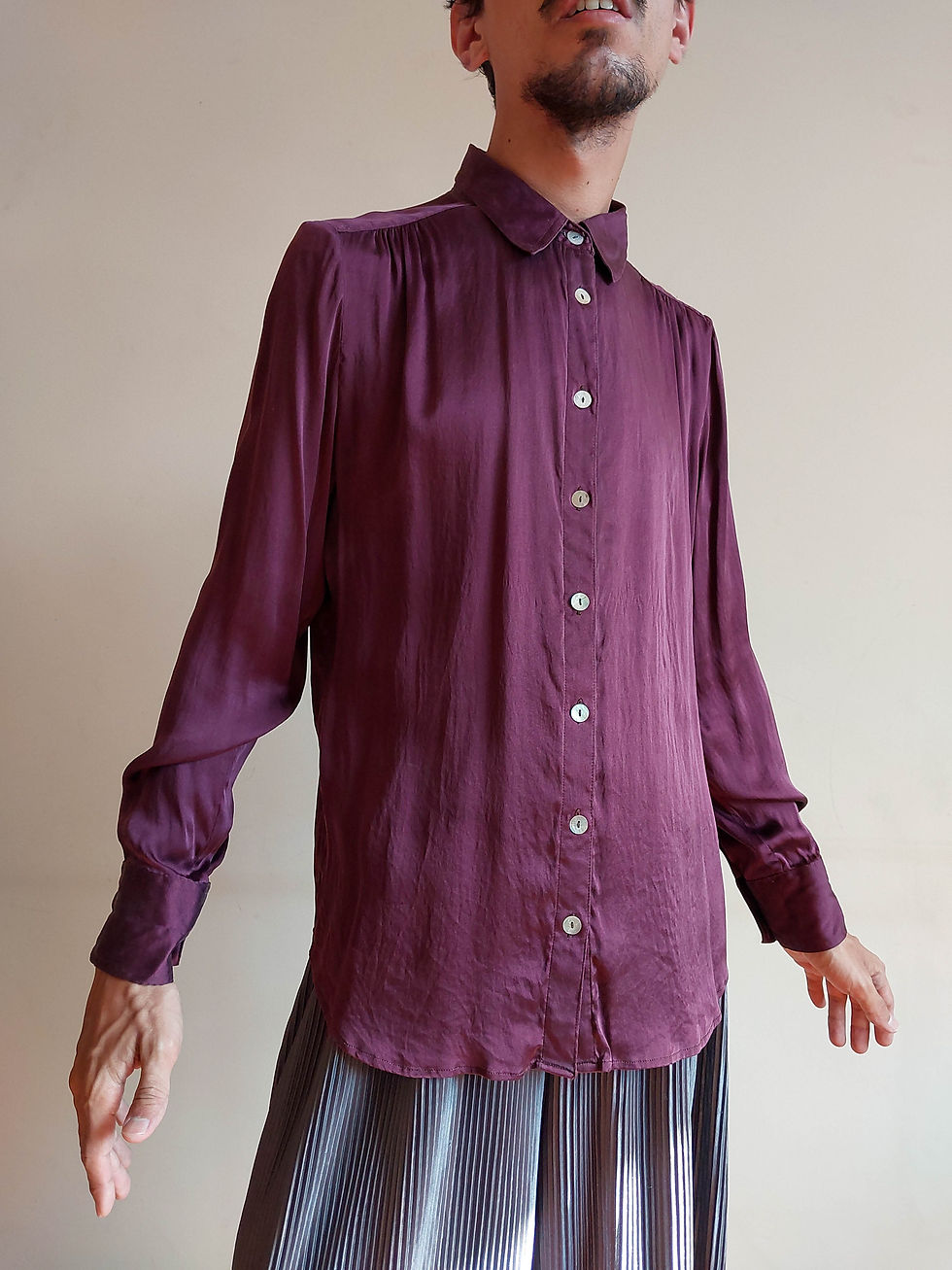 Miniatura: Camisa MG Seda Pura Roxa (tam M)