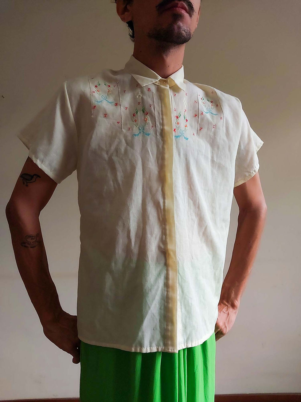 Miniatura: Camisa Vintage Ponto Cruz Cambraia de Algodão (tam P)