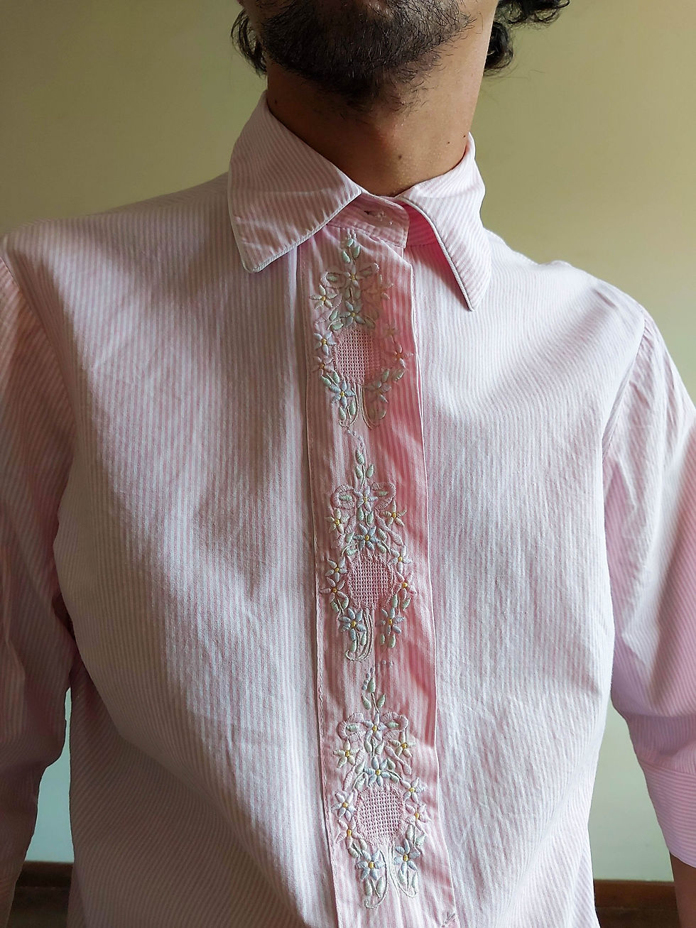 Miniatura: Camisa Vintage Bordado Artesanal com Crivo Cearense - raridade (tam M)