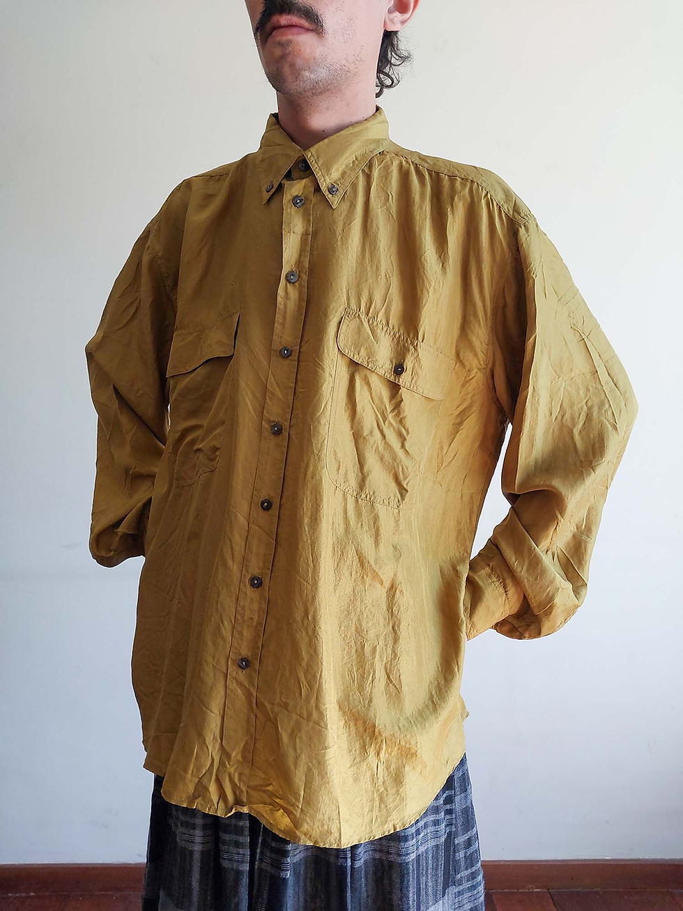 Camisa George Barisal Vintage em Seda pura (Tam G)