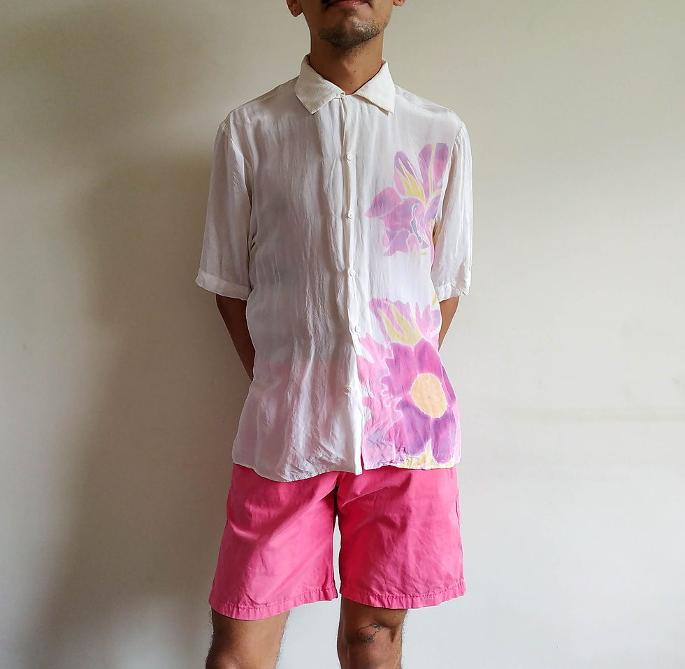 Miniatura: Camisa Vintage Seda Pintada à mão