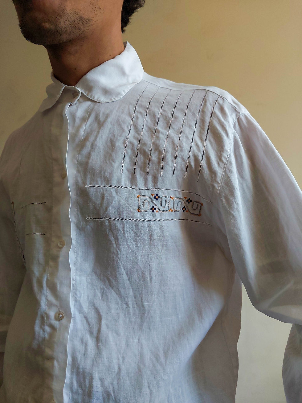 Miniatura: Camisa Linho Ponto Cruz Artesanal (tam M)