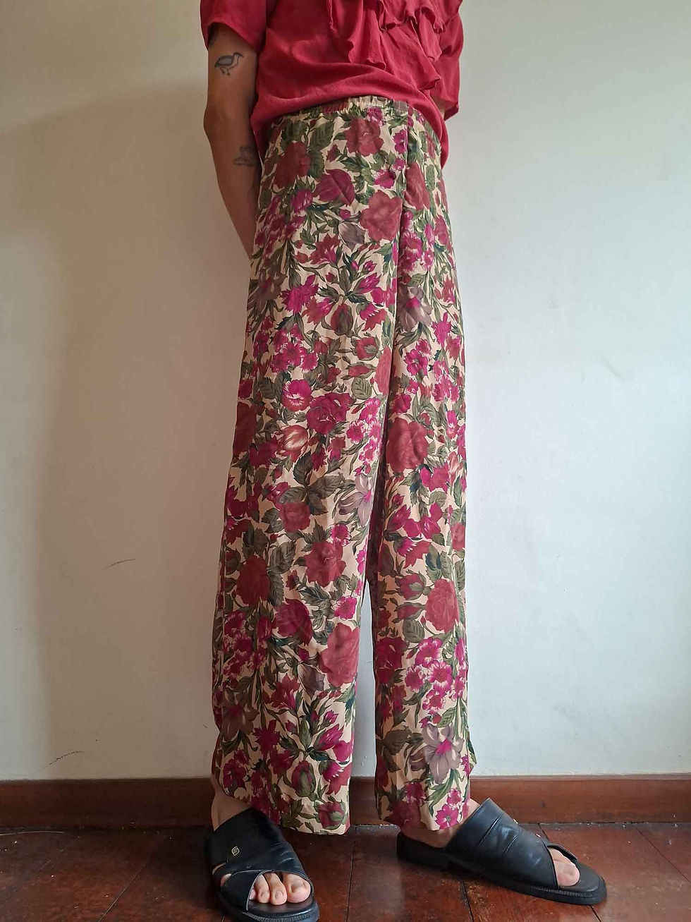 Miniatura: Calça Vintage Flores Vivas (cintura com elástico)